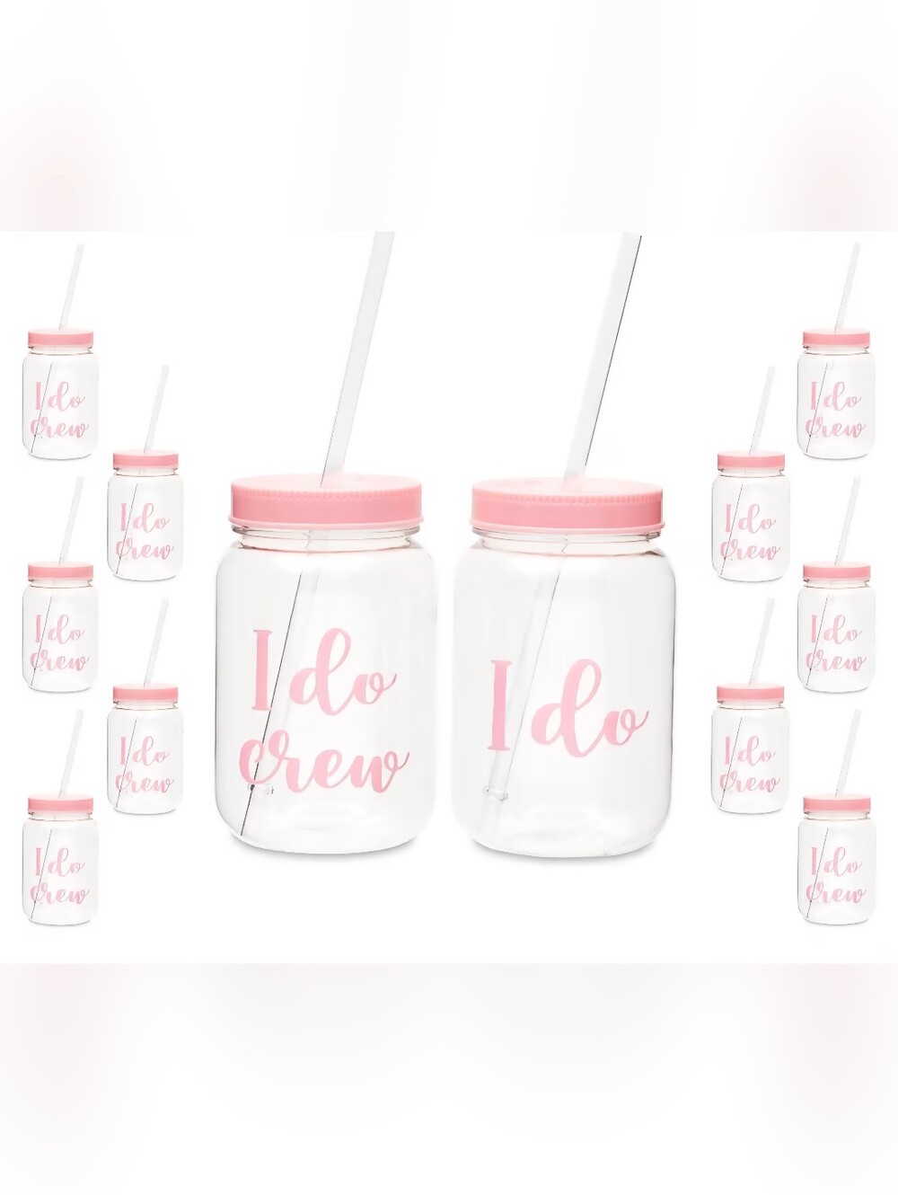 Sparkle and Bash I Do Crew Bachelorette Cups with Lids & Straws -